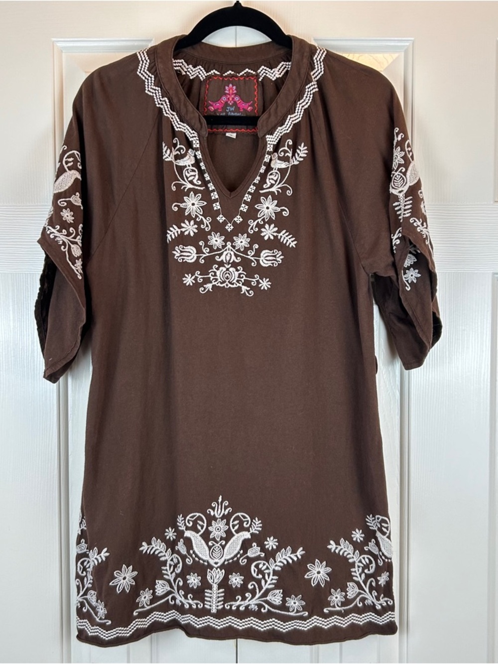 Johnny Was Brown Embroidered Tunic Top